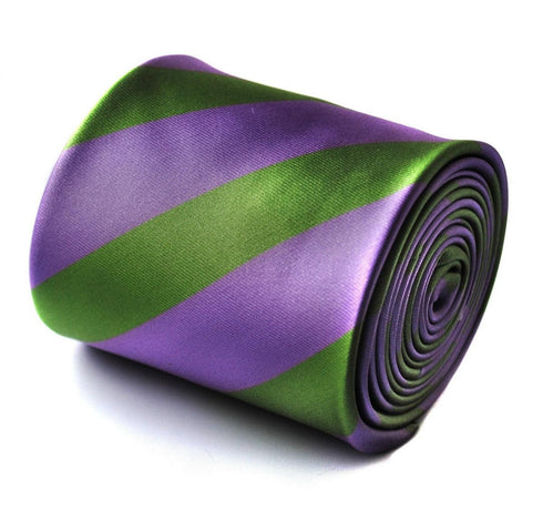 green and purple barber stripe tie